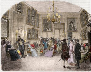 Vue intérieure du foyer des artistes (Comédie-Française à Paris) - Vue intérieure du foyer des artistes - Comédie-Française - Gravure dans « Tableau de Paris » par Edmond Texier 1852
