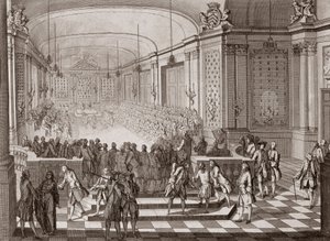 Vue intérieure de la salle des Jacobins, à Nantes, lors de la tenue des États-Unis de Bretagne en 1764. - French School