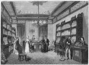 Vue intérieure du café "Compagnie du Moka-Zanzibar", situé à Paris au 47, rue Vivienne. Gravure dans "Le Monde Illustré" n°808 du 5 octobre - French School