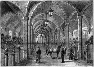 Vue intérieure des écuries impériales au Louvre, Paris