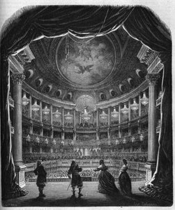 Vue intérieure du théâtre du château de Versailles. Gravure de 1867-1868. - French School