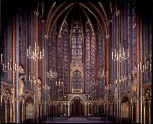 Vue intérieure de la chapelle supérieure de la Sainte-Chapelle (1245 - 1248) à Paris, France - French School