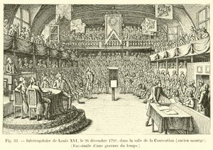 Interrogatoire de Louis XVI, le 26 décembre 1792, dans la salle de la Convention, ancien manège, fac-similé d