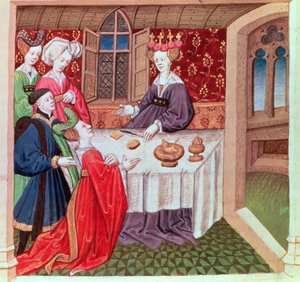 Isolde suppliant la reine Guenièvre pour sa protection, Roman du Chevalier Tristan