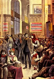 Émigrants italiens à Paris à la gare Saint-Lazare en mars 1896 (gravure)