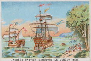 Jacques Cartier découvrant le Canada, 1535 - French School