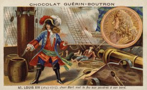 Jean Bart mettant le feu à la poudre à canon à bord de son navire - French School