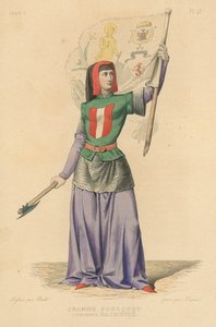 Jeanne Fourquet, surnommée Hachette (gravure en couleur) - French School