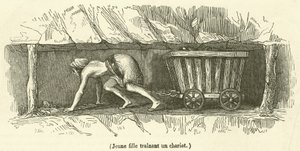 Jeune fille traînant un chariot - French School