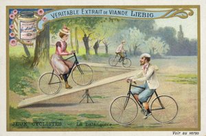 Jeux cyclistes, équilibre sur une balançoire