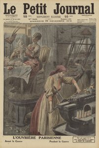 Travaux effectués par les ouvrières parisiennes avant et pendant la Première Guerre mondiale (lithographie couleur) - French School