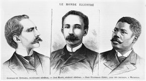 José Martí (1853-95), Gonzalo de Quesada (1868-1915), Juan Gualberto Gomez (1854-1933), illustration du Monde Illustré, 16 mars 1895