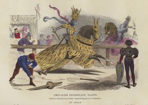 Chevalier en joute et valets, 15ème siècle