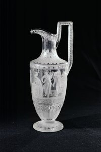 Cruche représentant une danseuse et un joueur de lyre