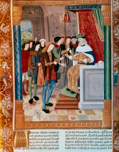 Roi Gontran I. Manuscrit enluminé. 15ème siècle.