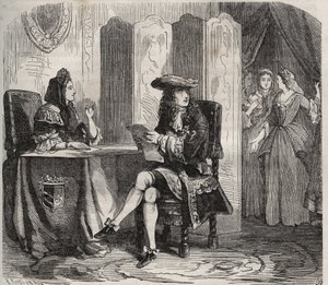 Le roi Louis XIV (1638-1715) et sa femme, la marquise de Maintenon (Françoise d