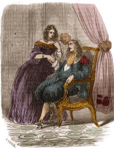 Roi de France Louis XIV (1638-1715) avec Françoise Athénaïs de Rochechouart Mortemart, Marquise de Montespan (ou Madame de Montespan) (1640-1707). Gravure du 19ème siècle