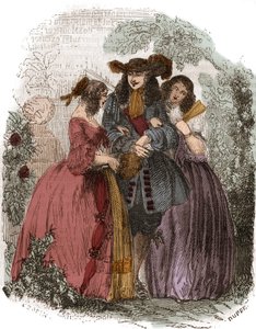 Roi de France Louis XIV (1638-1715) avec Hortense Mancini (1646-1699) et sa sœur Marie Mancini (1639-1715). Nièces de Mazarin