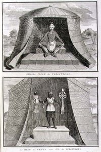 Kiwasa et le Dieu des Vents, idoles des Virginiens, illustration de 