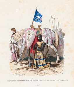 Chevalier priant avant de partir pour la deuxième croisade, 1146 - French School