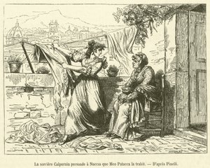 La sorcière Calpurnia persuade à Nuccia que Meo Patacca la trahit - French School