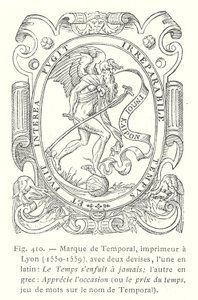 Étiquette de Jean Temporal, imprimeur français de Lyon