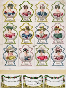 Étiquettes publicitaires pour divers extraits de fleurs pour une parfumerie, Paris, début du XIXe siècle - French School
