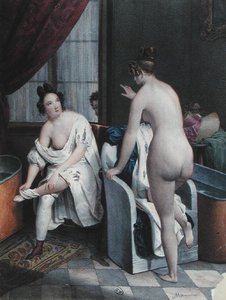 Dames prenant un bain, vers 1840