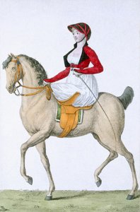 Dame montant en amazone, de Costumes Parisien, publié dans le Journal des Dames et des Modes, 1798