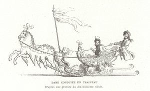 Dame voyageant en traîneau, France, 18e siècle