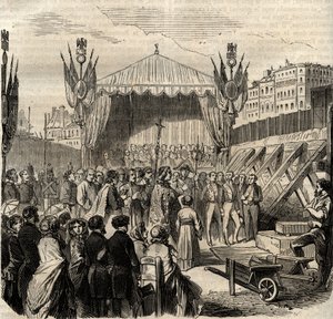 Pose de la première pierre du nouveau Louvre le 25 juillet