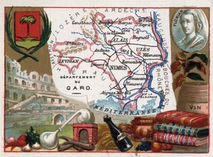 Le Gard (30), Languedoc-Roussillon, France - Spécialité locale : eau-de-vie (appareil de distillation) et vin - Portrait de Jean-Pierre Claris de Florian (1755-1794) - Série sur les départements français