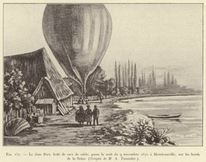 Le Jean Bart, lesté de sacs de sable, passe la nuit du 9 novembre 1870 à Heurteauville, sur les bords de la Seine