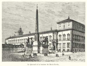 Le Quirinal et la fontaine de Monte-Cavale (gravure) - French School