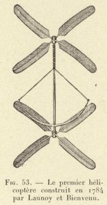Le premier hélicoptère construit en 1784 par Launoy et Bienvenu - French School