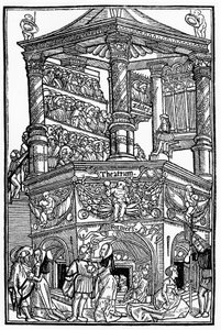 Le théâtre au Moyen Âge: vue sur un théâtre et le public - par Térence de Jean Trechsel, éd. à Lyon - French School