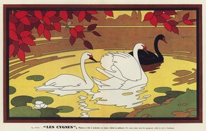 Les Cygnes, Swans (colour litho)