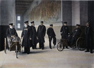 Les Moines Lais : militaires invalides - dans "Album militaire" - les invalides - French School