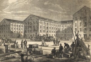 Les docks de Rouen en 1866 - Gravure - French School