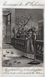 Les oiseaux de Madame Helvétius (Anne Catherine Helvétius) dans « Conseils à ma fille » par Jean Nicolas Bouilly (1763-1842). 1820. Collection privée