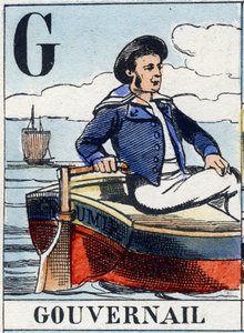 Lettre G comme gouvernail. Alphabet de la marine. Imagerie d