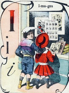 Lettre I : images. Gravure dans "ABC des jouets pour petits garçons". Imagerie de Pont-à-Mousson, Louis Vagne, imprimeur-éditeur, fin XIXe siècle. - French School
