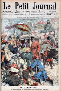 Le 13e Dalaï Lama de Lhassa (Thubten Gyatso) (1876-1933) fuyant la domination anglaise dans « Le Petit Journal » du 20 novembre