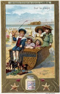 Série de chromolithographies Liebig "Jeu de plage" des enfants. sd. 19ème siècle - French School