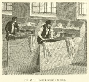 Lin, peignage à la main - French School
