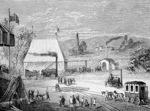 Concours de locomotives tenu à Liverpool, octobre 1829 - dans « Album de la Science; savants illustres; Grandes découvertes » 1896