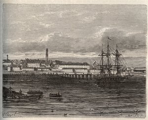 Lorient - Morbihan en Région Bretagne - gravure dans "La France illustrée : géographie, histoire, administration statistique" par V.A. Malt-Brown. 1884 - French School