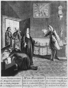 Louis Basile Carré de Montgeron recevant une lettre de cachet du roi Louis XV, 1737 - French School