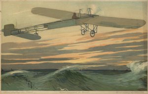 Louis Blériot effectuant la première traversée de la Manche à bord d