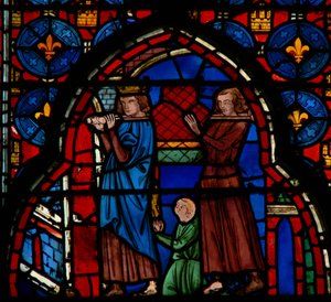 Louis IX portant des reliques dans la Sainte-Chapelle, assisté par Robert d